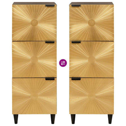 Armário lateral com porta Preto e Dourado 40 x 33.5 x 110 cm