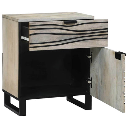 Armário de Cabeceira com gaveta Branco e preto 50 x 33 x 60 cm