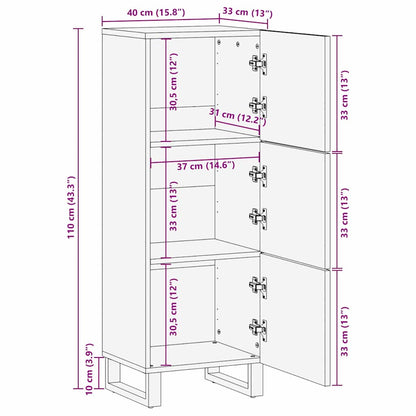 Highboard Castanho 40 x 33 x 110 cm Madeira de mangueira maciça