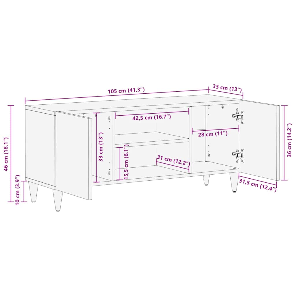 Gabinete para TV com prateleira Castanho-claro 105 x 33 x 46 cm