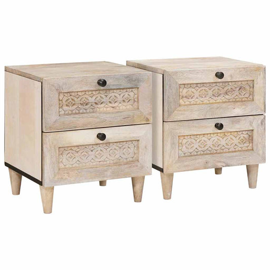 Mesa-de-cabeceira com gaveta 2 pcs Bege 40 x 33 x 46 cm