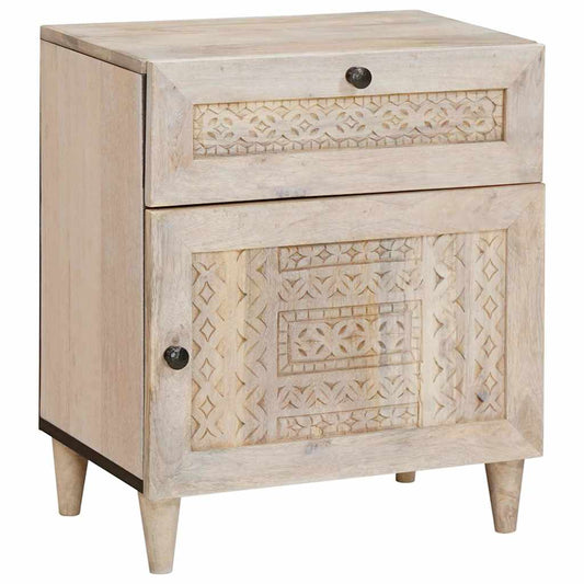 Mesa-de-cabeceira com gaveta com porta Bege 50 x 33 x 60 cm