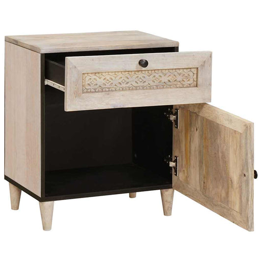 Mesa-de-cabeceira com gaveta com porta Bege 50 x 33 x 60 cm