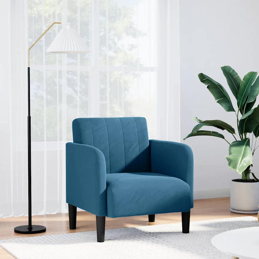 Poltrona com apoio de braços veludo azul