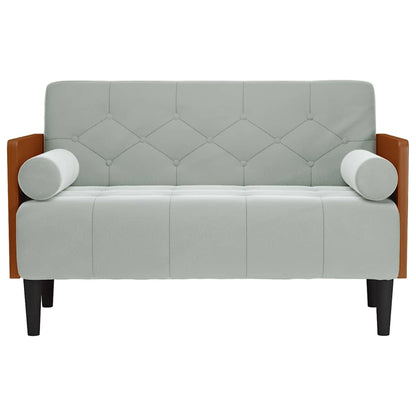 Sofá-luvas com rolos 110 cm veludo cinzento-claro