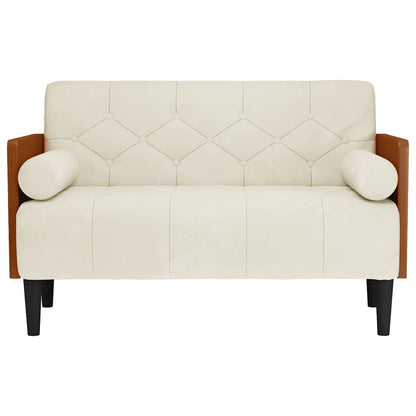 Sofá-luvas com rolos 110 cm veludo creme