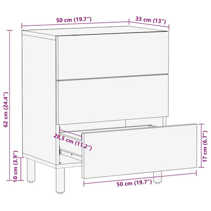 Mesa cabeceira 50x33x62cm madeira mangueira áspera maciça preto