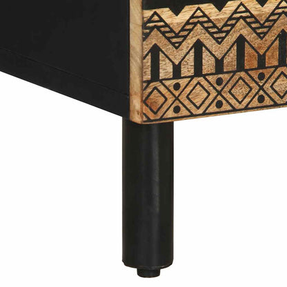 Mesa cabeceira 50x33x62cm madeira mangueira áspera maciça preto