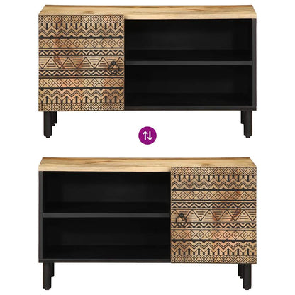 Móvel de TV de madeira mangueira áspera maciça preto