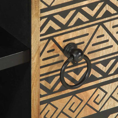 Móvel de TV de madeira mangueira áspera maciça preto