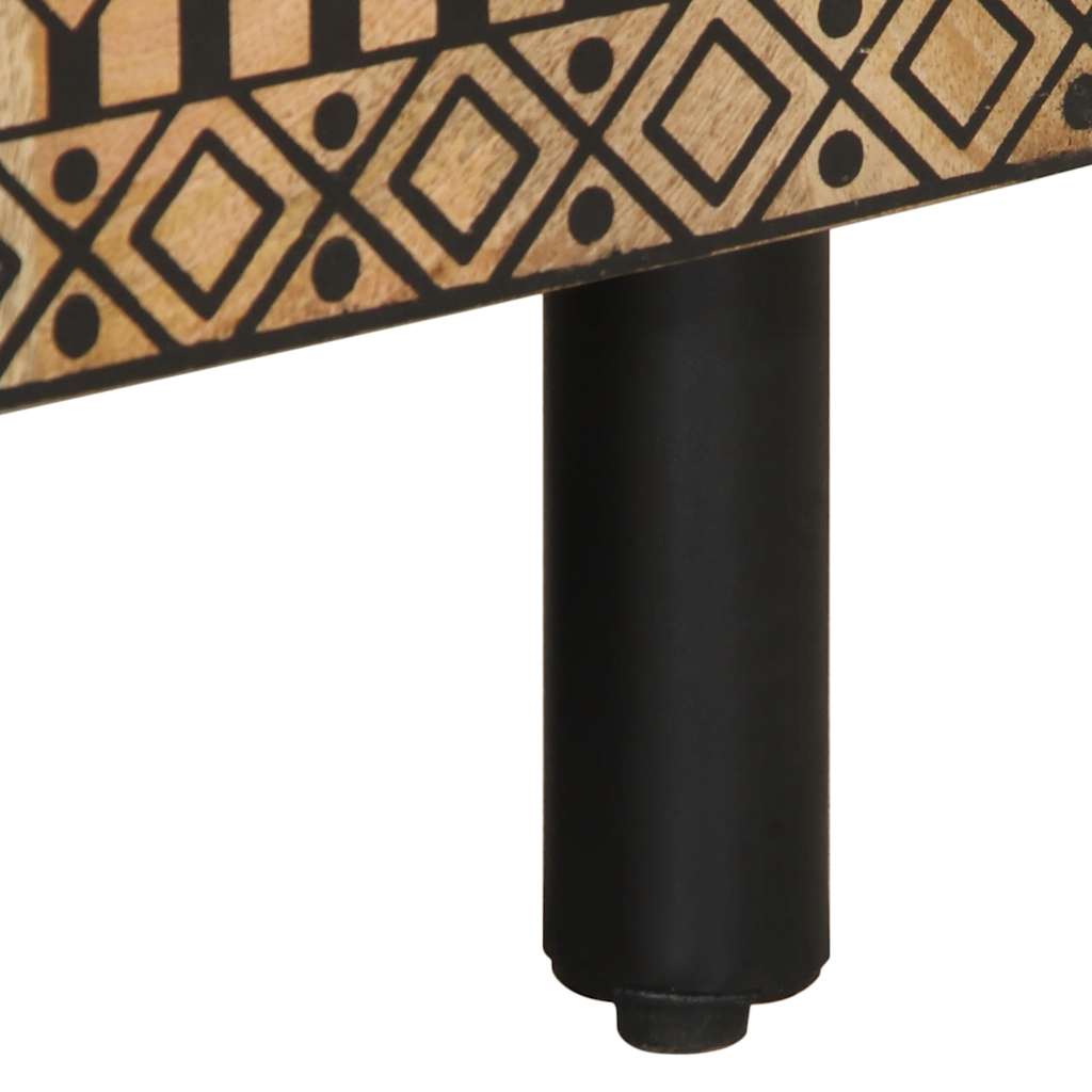 Móvel de TV de madeira mangueira áspera maciça preto