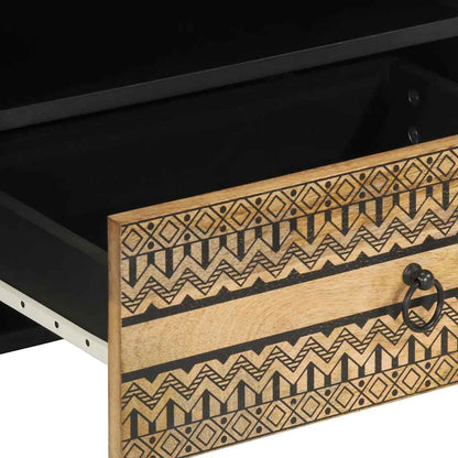 Móvel de TV de madeira mangueira áspera maciça preto