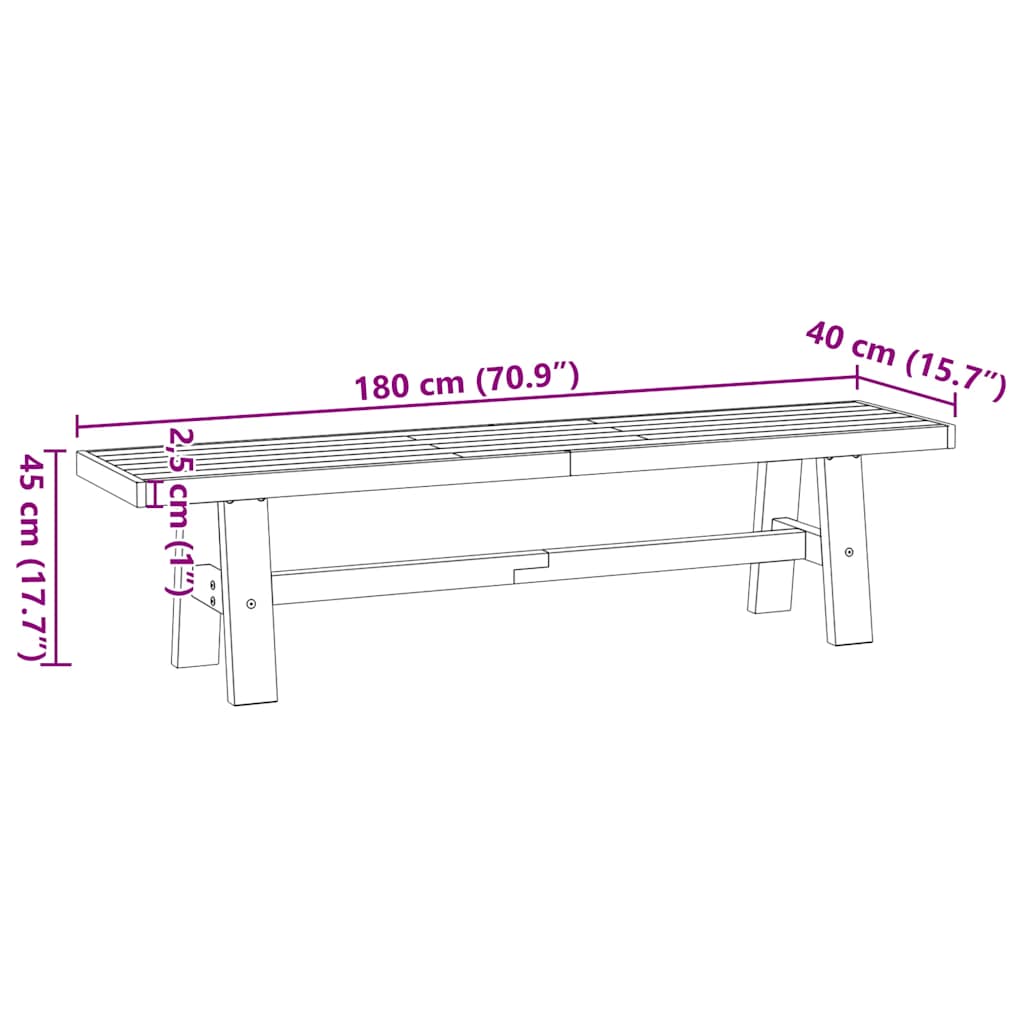 Banco de jantar NOAIN pernas forma A 180x40x45 cm pinho maciço