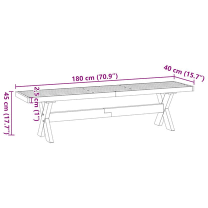 Banco de jantar NOAIN pernas forma X 180x40x45 cm pinho maciço
