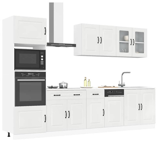 7 peças armário de cozinha conjunto Kalmar branco brilhante