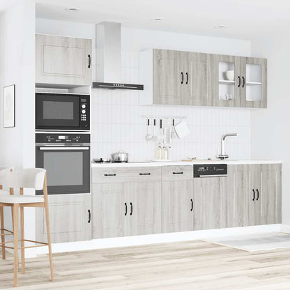 7 peças armário de cozinha conjunto Kalmar cinza sonoma