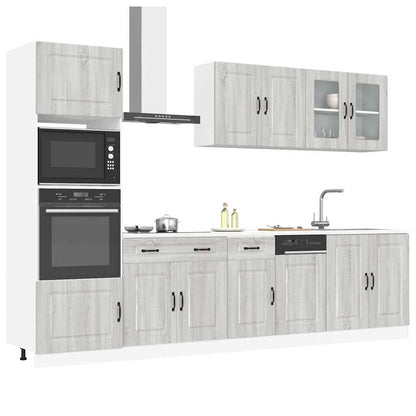 7 peças armário de cozinha conjunto Kalmar cinza sonoma