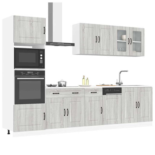7 peças armário de cozinha conjunto Kalmar cinza sonoma