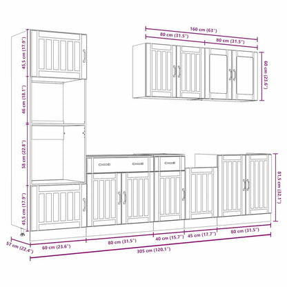 7 peças armário de cozinha conjunto Kalmar branco