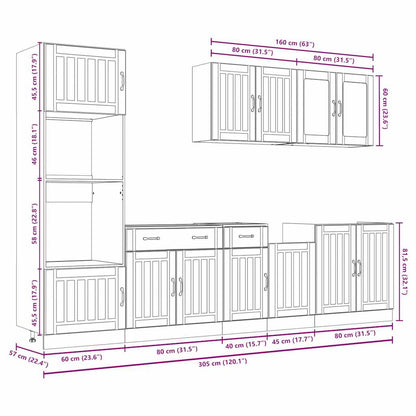 7 peças armário de cozinha conjunto Lucca branco brilhante