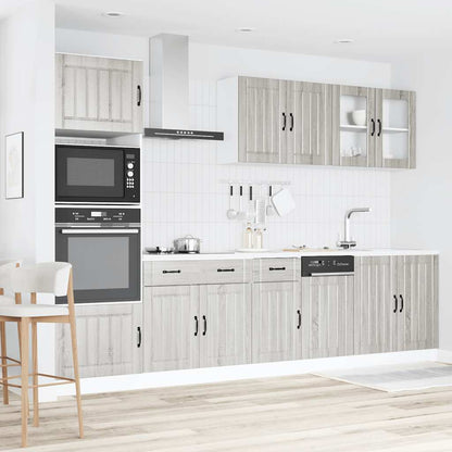 7 peças armário de cozinha conjunto Kalmar cinza sonoma