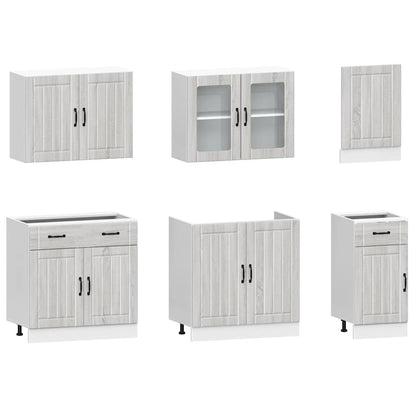 7 peças armário de cozinha conjunto Kalmar cinza sonoma
