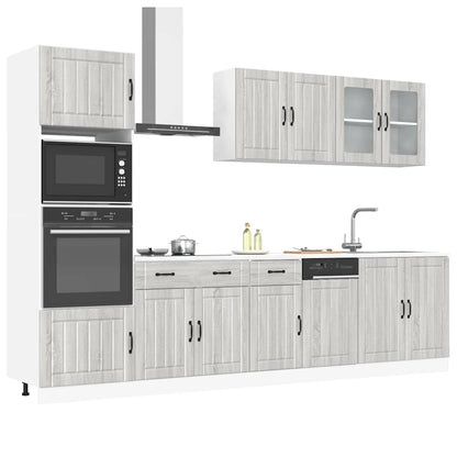 7 peças armário de cozinha conjunto Kalmar cinza sonoma