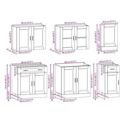 7 peças armário de cozinha conjunto Kalmar branco brilhante