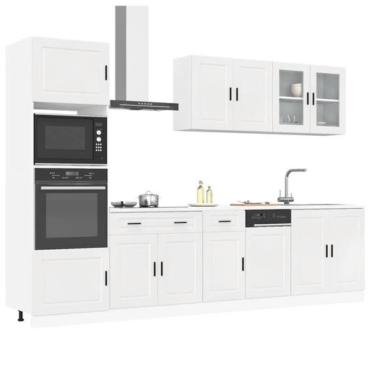 7 peças armário de cozinha conjunto Kalmar branco brilhante