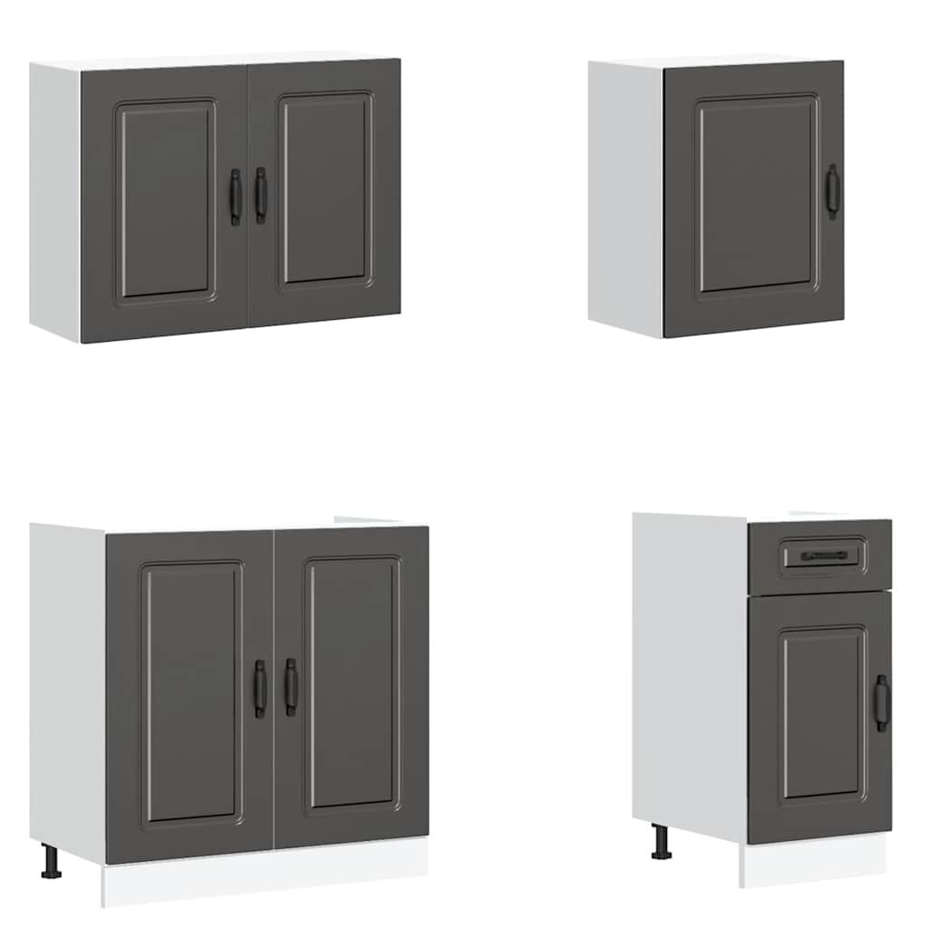 7 peças armário de cozinha conjunto Kalmar preto