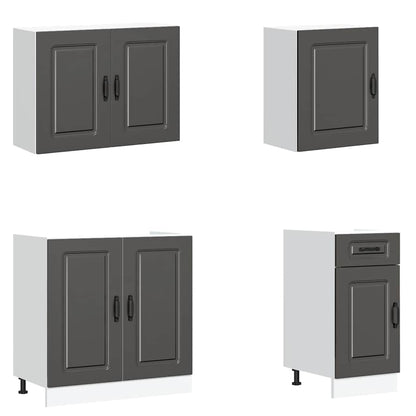 7 peças armário de cozinha conjunto Kalmar preto