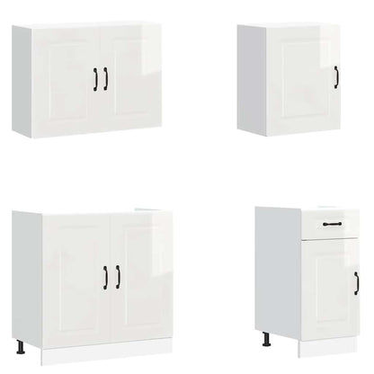 7 peças armário de cozinha conjunto Kalmar branco brilhante