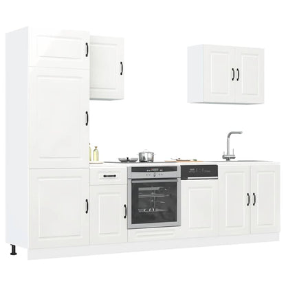 7 peças armário de cozinha conjunto Kalmar branco brilhante