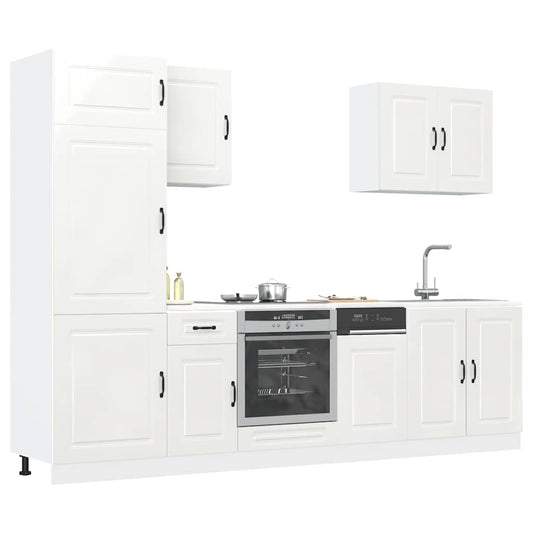 7 peças armário de cozinha conjunto Kalmar branco brilhante