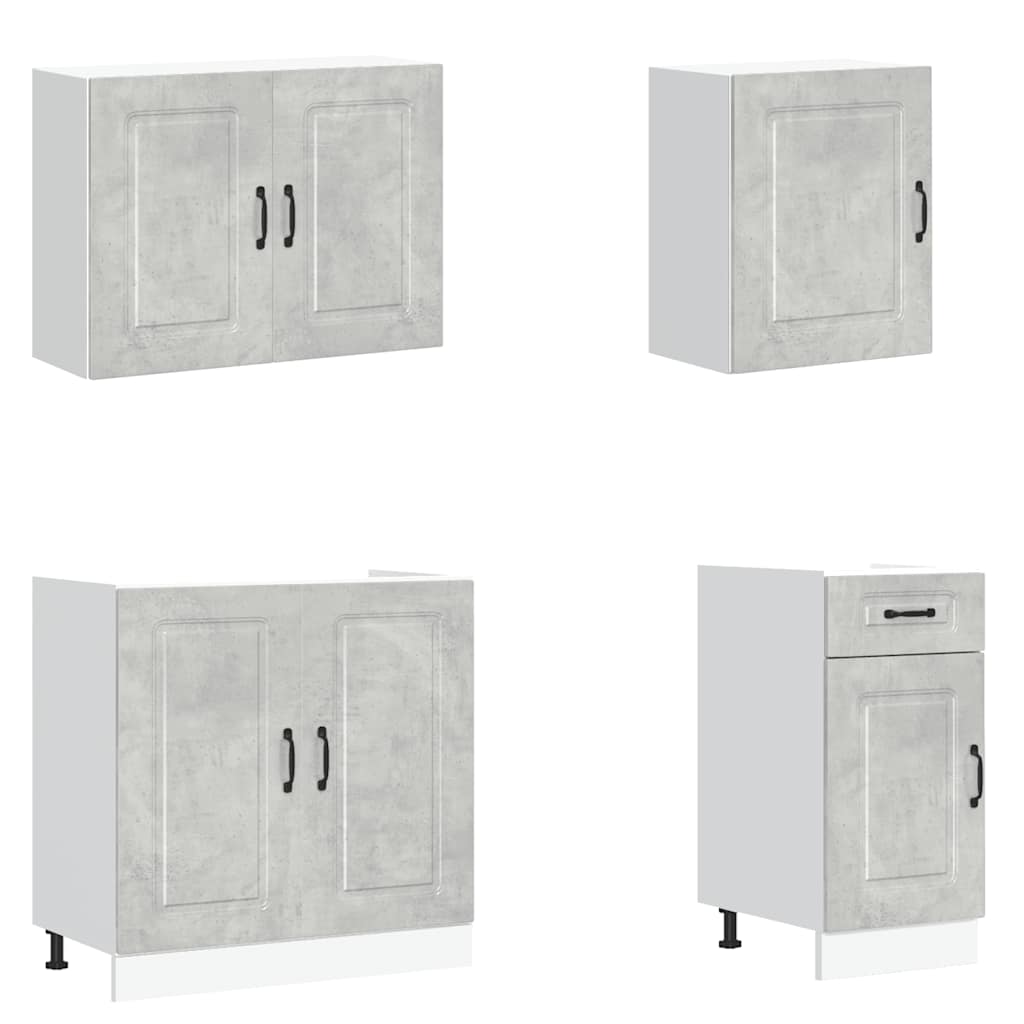 7 peças armário de cozinha conjunto Kalmar cinzento cimento