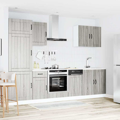 7 peças armário de cozinha conjunto Lucca cinza sonoma