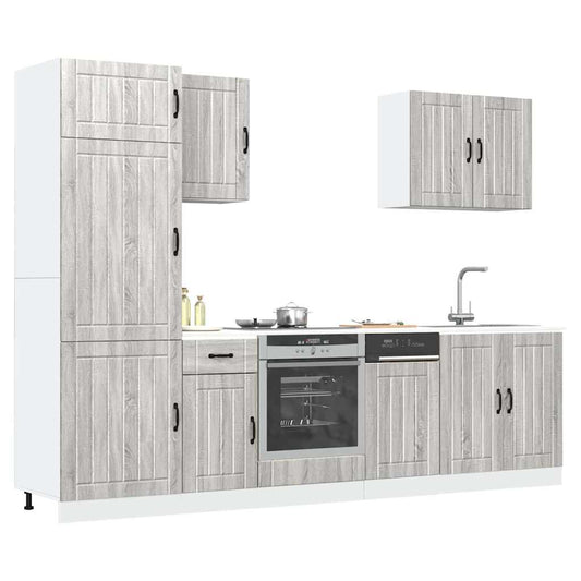 7 peças armário de cozinha conjunto Lucca cinza sonoma
