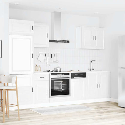 7 peças armário de cozinha conjunto Porto branco brilhante
