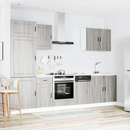 7 peças armário de cozinha conjunto Porto cinza sonoma