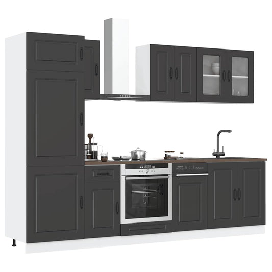 8 peças armário de cozinha conjunto Kalmar preto