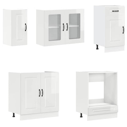 8 peças armário de cozinha conjunto Kalmar branco brilhante