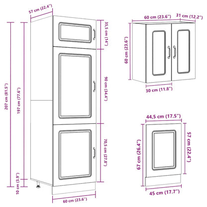 8 peças armário de cozinha conjunto Kalmar branco brilhante