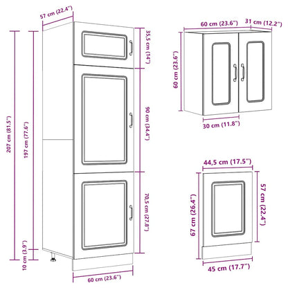 8 peças armário de cozinha conjunto Kalmar cinza sonoma