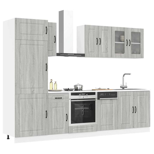 8 peças armário de cozinha conjunto Kalmar cinza sonoma