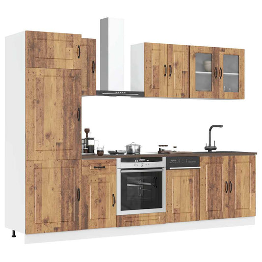 8 peças armário de cozinha conjunto Kalmar madeira velha