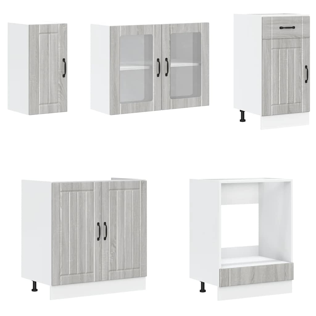 8 peças armário de cozinha conjunto Kalmar cinza sonoma