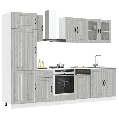 8 peças armário de cozinha conjunto Kalmar cinza sonoma