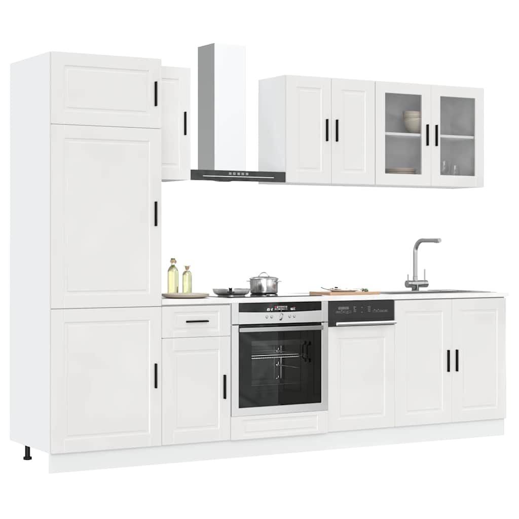 8 peças armário de cozinha conjunto Porto branco brilhante