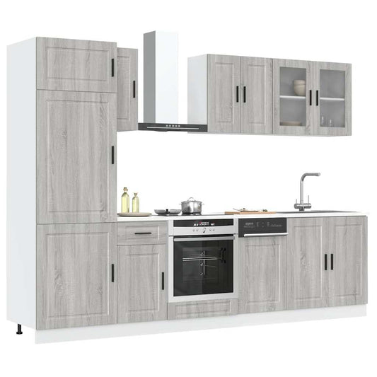 8 peças armário de cozinha conjunto Kalmar cinza sonoma