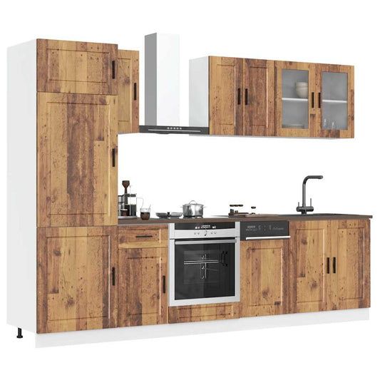 8 peças armário de cozinha conjunto Kalmar madeira velha
